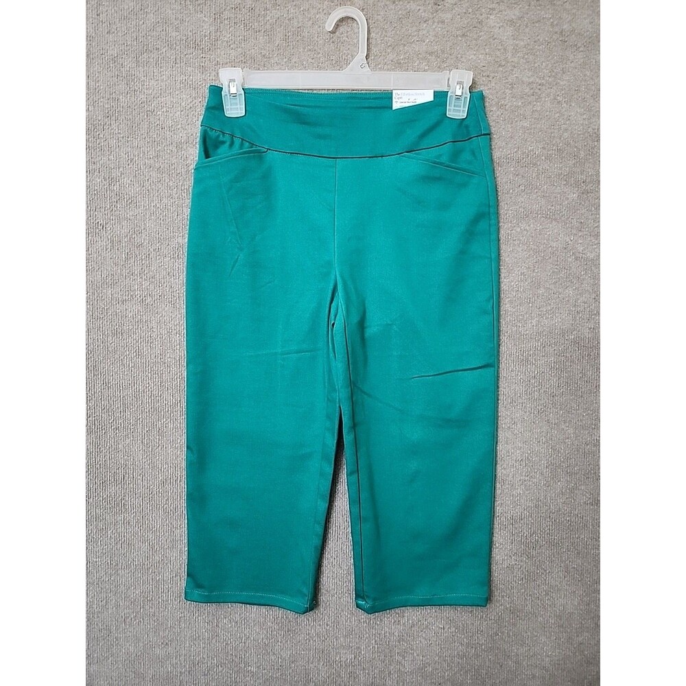 Croft Barrow Effortless Stretch Capri Pants Womens 6 Petite Green Slimming NEW